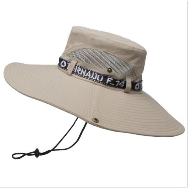 Fiskehatt med bred brätte Sommar Vår Hinkhattar för män Vandring Sombrero Gorro Solhatt för män Utomhus Resor Safari Hinkhatt Beige