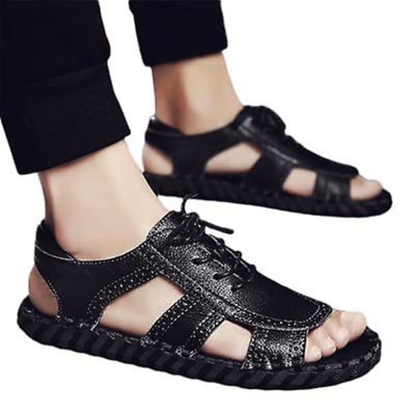 Herr Casual Sandaler och Tofflor Läder Ytterkläder Baotou 9935 black 40