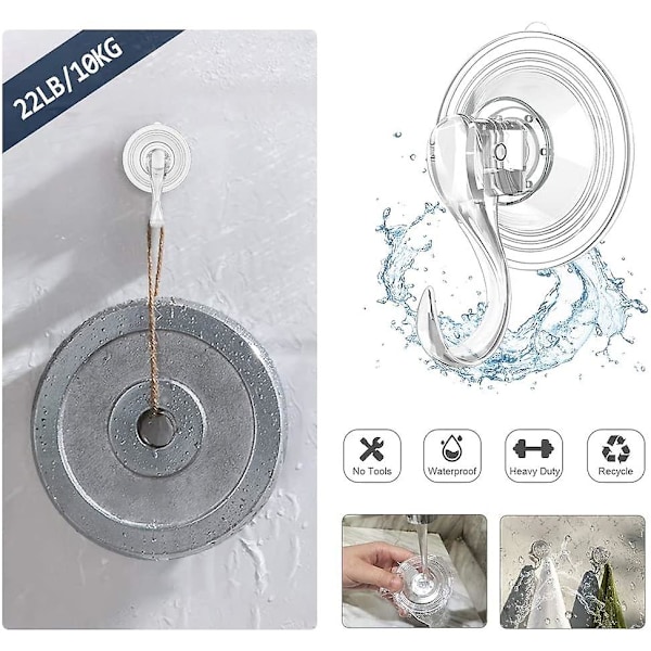 2 st Kranshängare - Sugkoppskrok - Kraftig Vakuumväggsug 6PCS