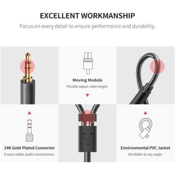 Audio RCA-kabel Jack Adapter 3,5mm Hane till 2 RCA Hona Stereo