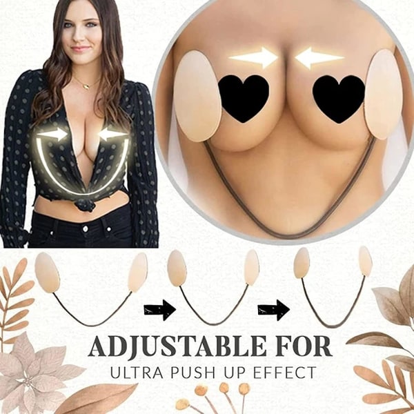 Kvinnors djupa push-up frontlös rygglös axelbandslös bh-sats (beige) Beige