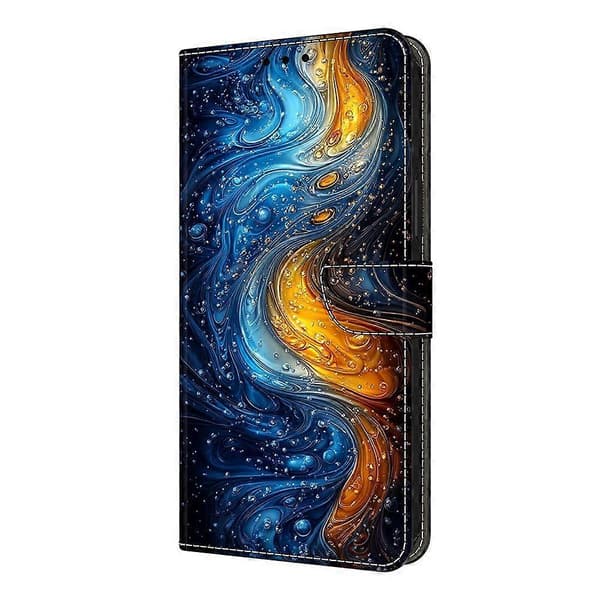 För Samsung Galaxy S24 FE Läderfodral Mönstertryck Plånboksställ Flip Telefonfodral Liquid