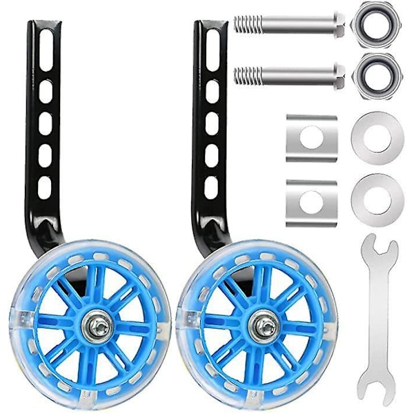LED Blinkande Cykel Stödhjul Stabilisatorer Kit Blue