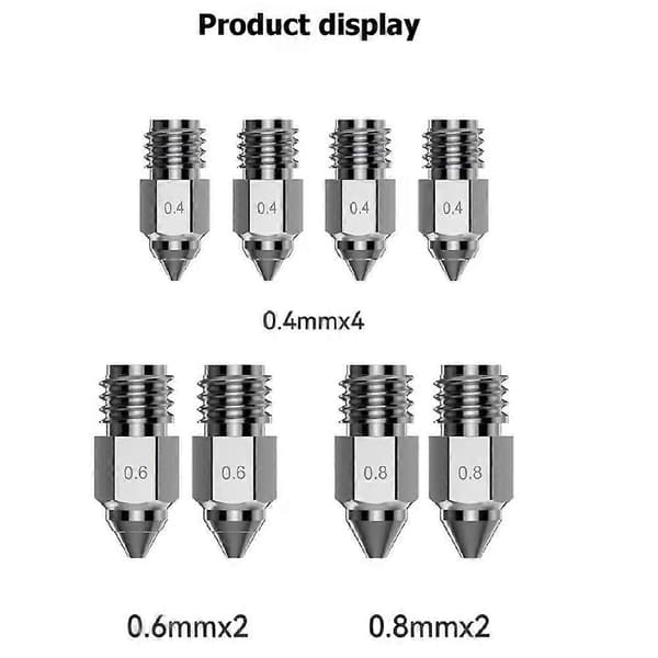 Opgradering til Creality Ender 5 Max dyser, 8 stk. 3D-printer high-end kobberlegeringsdyse 500℃ højtemperatur kobber