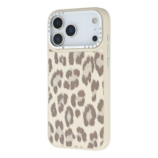 JAUCASE Kompatibel med iPhone 17 Pro Max Magnetisk Deksel Leopardmønster PU + TPU + PC Telefonbakdeksel White