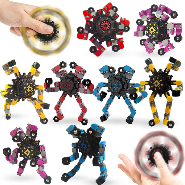 3 stk. transformerbar kæde robot legetøj diy deformation robot deformeret mekanisk spiral twister fingerspids dekompression fingerspids legetøj til børn voksne 8pcs