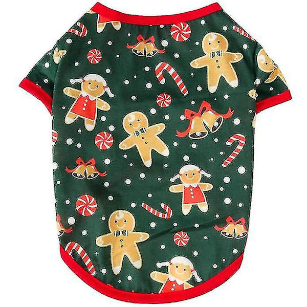 [LCS] Hund Kat Juleprintet Pull-over Kæledyrstøj Til Hvalp GINGER MEN M