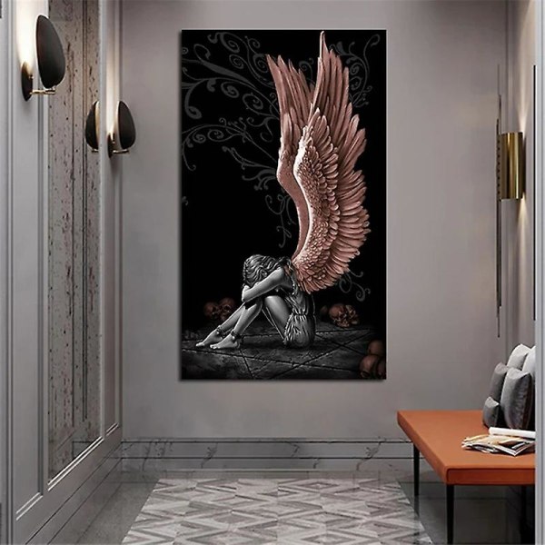 Sittvinkel Canvas Självhäftande målningar Väggkonstdekor Hem Väggprydnad 40*80cm Black Wihte