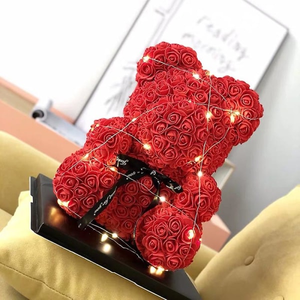 25cm/40cm Teddy Rose Bear Alla hjärtans presenter Kvinnor Konstgjorda Blomster Rose Of Bear Juldekoration för hemmet Red 40cm