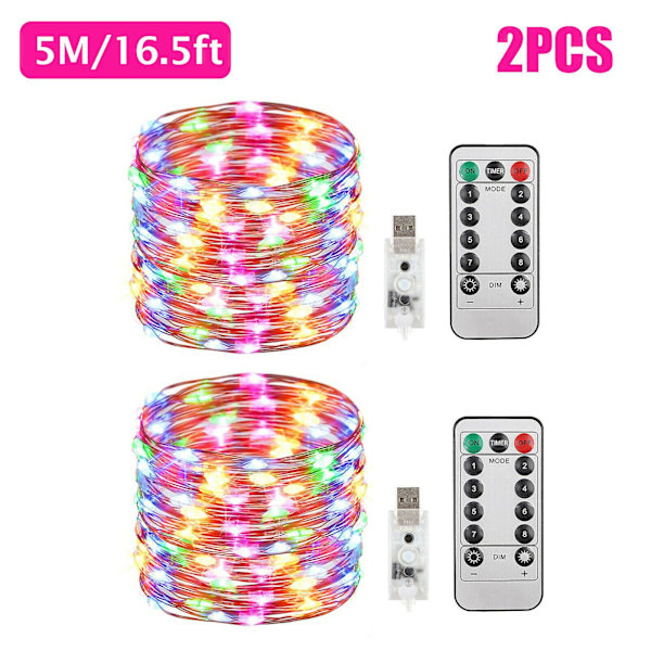[LCS]Julelys Udendørslys Havelamper Multi-Color 5M 50LED 2PCS
