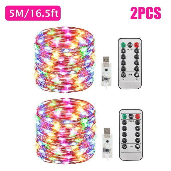 Ljusslinga Julbelysning Dekorationsbelysning Multi-Color 5M 50LED 2PCS