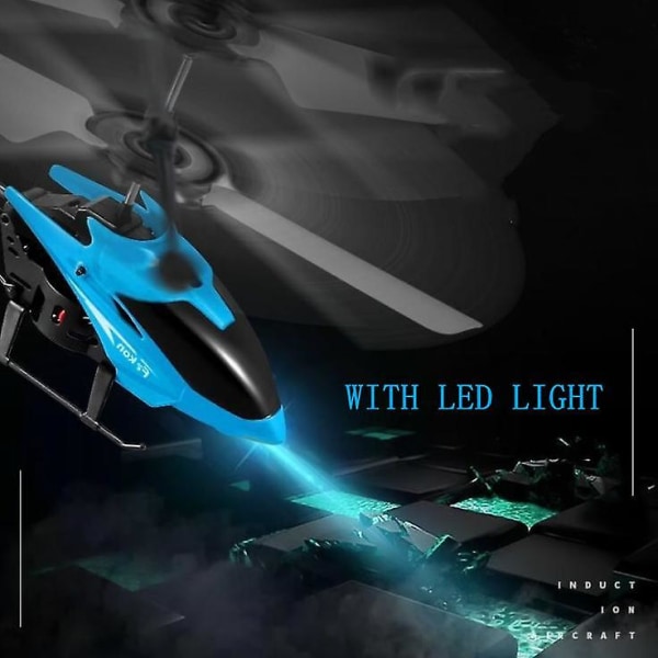 Mini RC Helikopter Infraröd Induktion Fjärrkontroll Inomhus Utomhus Leksak för Barn blue