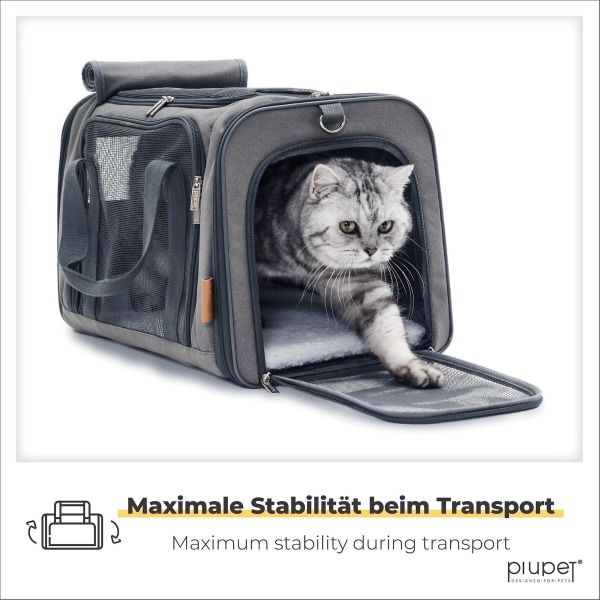 Transportlåda - idealisk för katter och små hundar - stabil transportväska med stort synfält - katttransportlåda - stilig kattlåda med avtagbar fleecedyna,