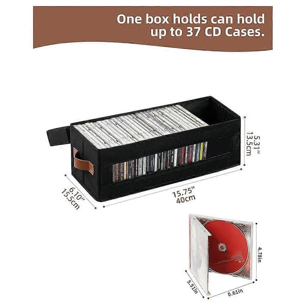 [LCS] 2 stk. foldbar opbevaringsboks til CD DVD-medier - Non-woven stofarrangør med låg til videospil, bøger, tøj Black