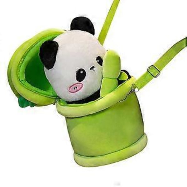 Søt Panda Plysjleke Bambuspinne Panda Myk Koseleke Plysjleker Hjemmeinnredning Bursdag Julegaver til Barn Jenter Gutter (Ryggsekk)