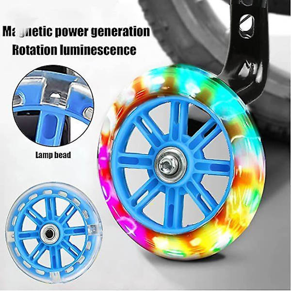 LED Blinkande Cykel Stödhjul Stabilisatorer Kit Blue