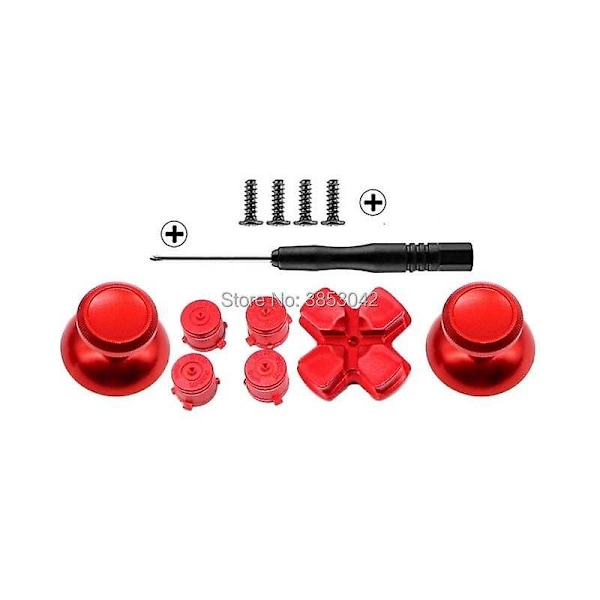 Metal knapper sæt krom analoge thumbsticks Kompatibel med playstation 4 d-pad Kompatibel med ps4 controller joystick reparationsspil tilbehør Red