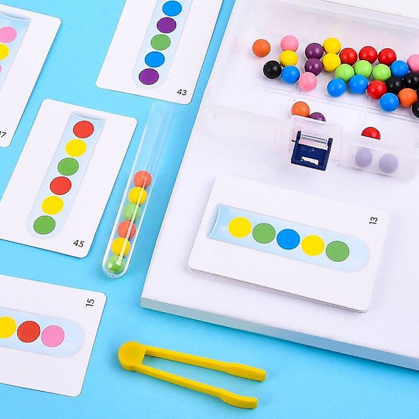 Læringslegetøj Montessori Farvesortering Trælegetøj Hænder Hjernetræning Clip Perler Matematik