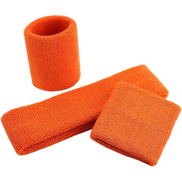 Sports Bomulds Svedabsorberende Armbånd Hårbånd Orange