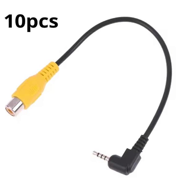 [LCS]10PC AV ind videokabeladapter 2,5 mm AV-jack hanstik til hunadapterkabel til bakkamera Conve Black  Yellow