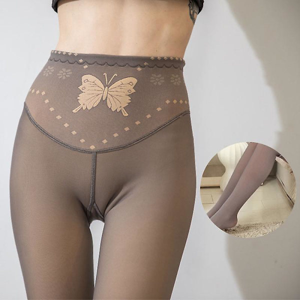 Vinter Varme Strømpebukser Leggings Høy Midje Tykke Elastiske Strømpebukser For Kvinner Jenter Nye Gray With Feet 260g