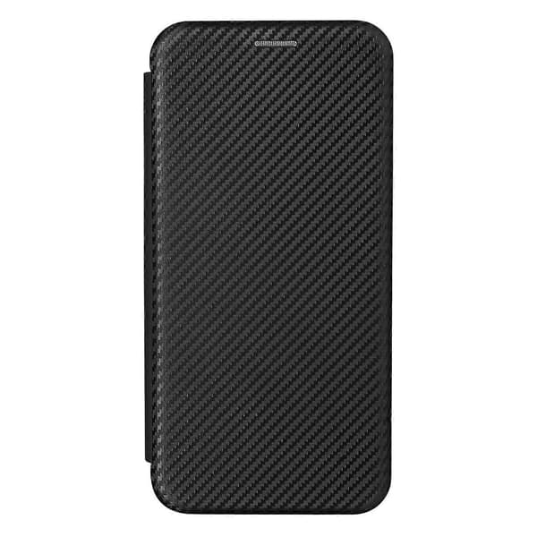 För iPhone 13 kolfibertextur horisontellt flip TPU + PC + PU läderfodral med kortplats Black
