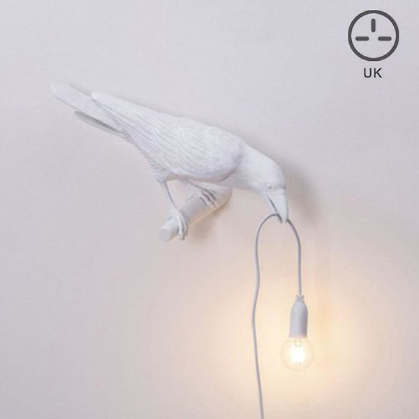 Raven Lätta Fåglar Bordslampor Sovrum Harts Kråka Skrivbordslampa Sänglampa Vägglampa White C UK Plug