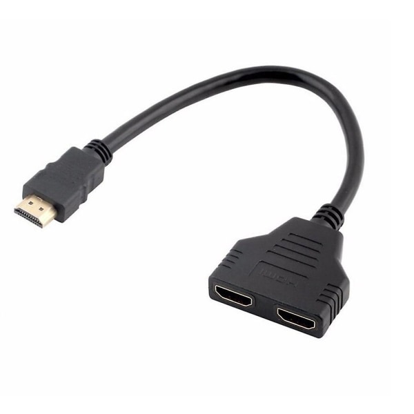 HDMI-kompatibel 2 Dual Port Y Splitter 1080p Hdmi-kompatibel V1.4 hane till dubbel hona adapterkabel 1 in 2 ut