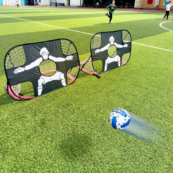 [LCS] Foldbart nylonfodboldmål til børn og voksne, fodboldmål til legeplads, have, indendørs og udendørs Red