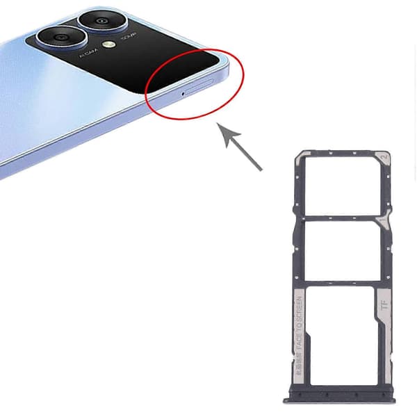 För Xiaomi Poco M6 KOMPATIBEL SIM + SIM-kortfack + Micro SD-kortfack Black
