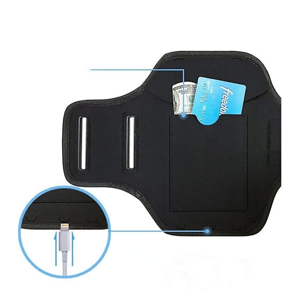 Mobiltelefon Armband Löpararmband Telefonhållare För Iphone 12/11/8/7/6 Serien Samsung Galaxy Black 6.5 Inch