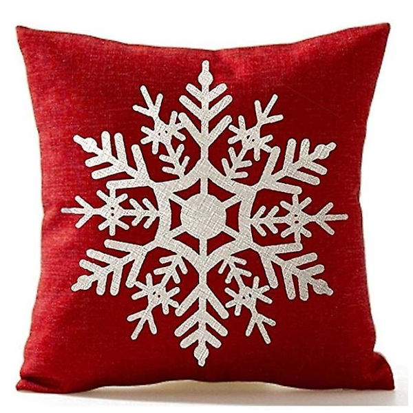 4 stk. God Jul Gaver Lin Kasteputetrekk Putetrekk Hjemmekontor Stue Sofa Bil Dekorativ Firkantet 18 X 18 Tommer Uten Fyll