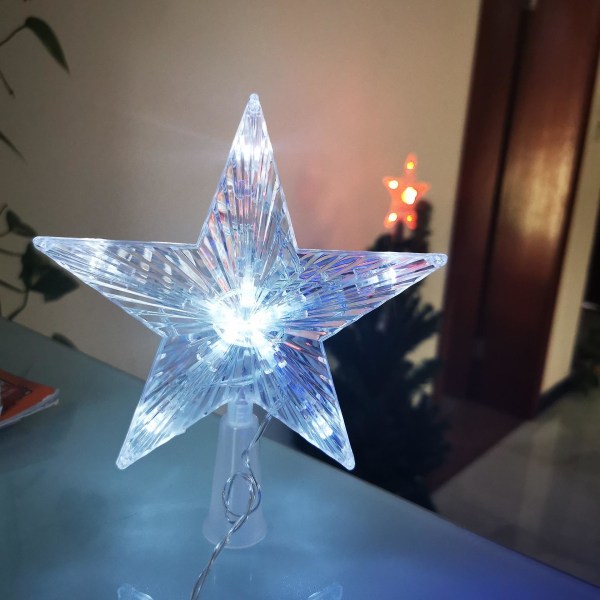 Plast Led glödande stjärna nattljus, julgransdekoration white