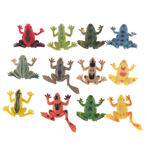 12 stk. frømodel actionlegetøjsfigurer læringspædagogisk legetøj til børn gave Multicolor 12 Pcs
