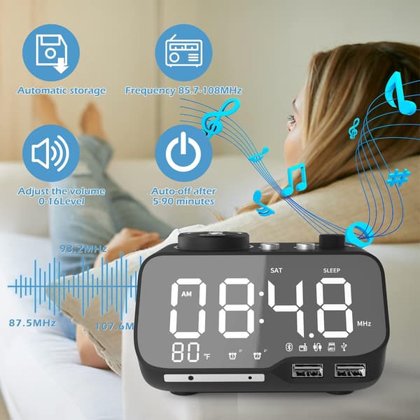 [LCS] Vekkerklokke med Bluetooth-høyttaler 0-100% dimmer digital Mi