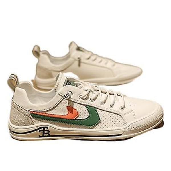 Andningsbara tunna All-match Casual Sneakers för män White green 42