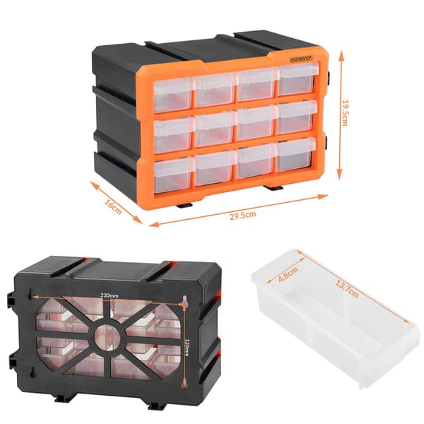 Small Parts Organizer, 12 Drawers, Modular and Expandable 1500