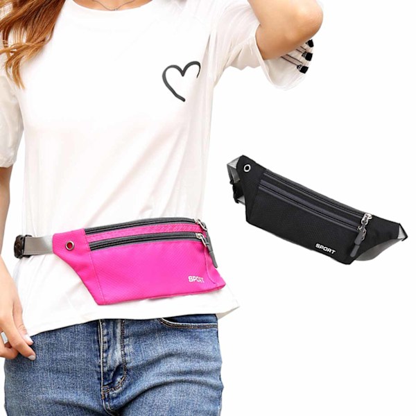 Praktisk Holdbar Taljetaske Maven Taske Crossbody Taske Løbetaske - Sort sort black