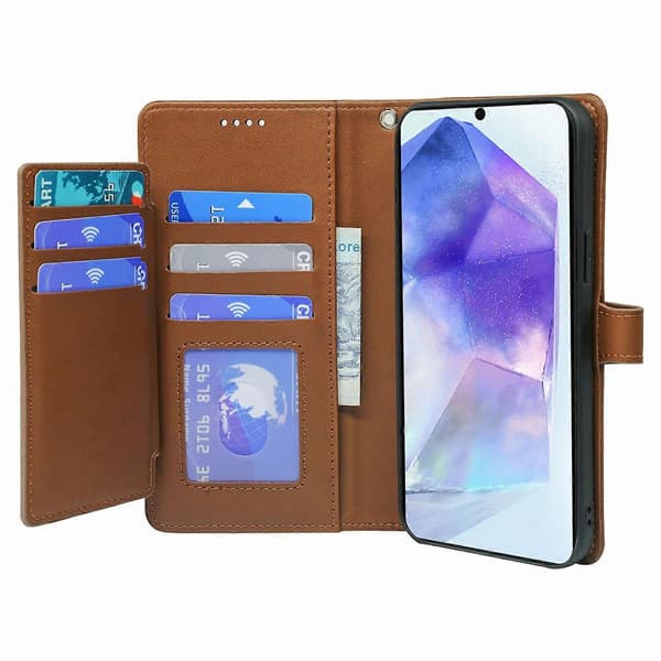Kompatibelt med iPhone 16e-fodral med 9 kortfack PU-läderstativ mobilskal - Grön Multicolor Brown