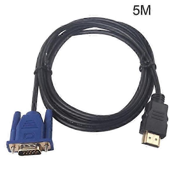 [LCS] HDMI til VGA 15-pinners adapter for stasjonær PC - 1080p 10m kabel 5m