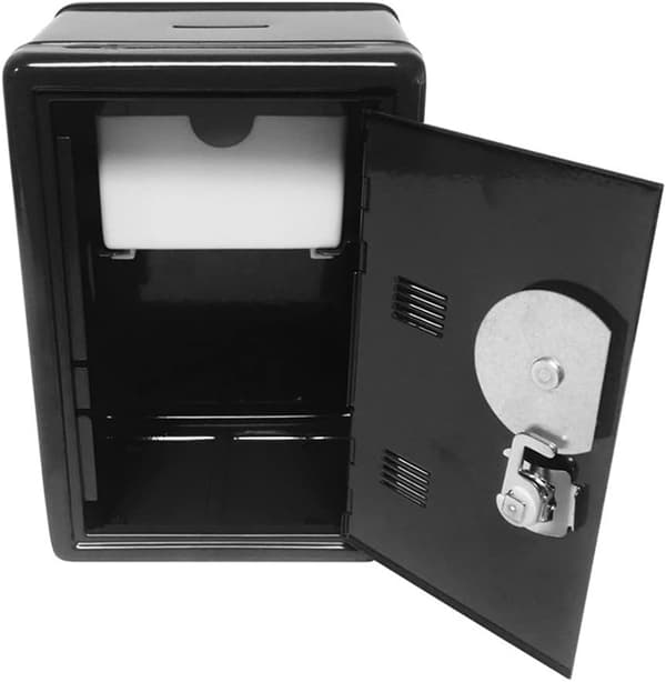 [LCS] Børnesikker mini sparegris med lås pengeskab (sort 12 * 10 * 18 cm)