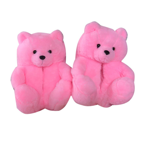 Teddybjörn Tofflor Dam Hem Inomhus Mjuka Halkfria Söta Tofflor Vintertofflor Pink