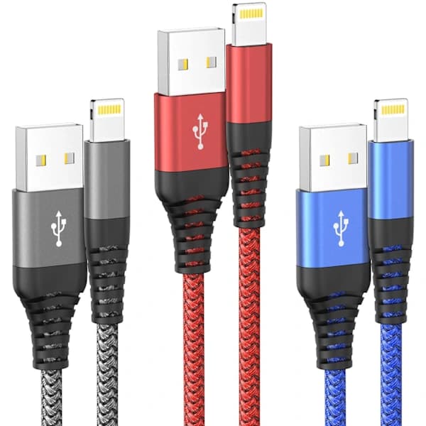 [LCS] iPhone Charging Cable, Lightning Cable 3-pack 2M iPhone Charger Braided Compatible with iPhone 12/11/Pro/Xs Max/X/8/7/Plus/6S/6/SE/5S iPad and More
