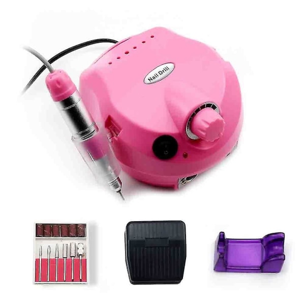 Nagelborrmaskin 35000rpm Pro manikyrmaskinapparat för manikyr pedikyrsats elektrisk spik Pink AU Plug