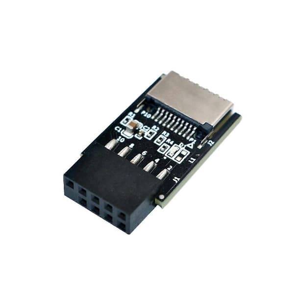 USB 2.0 9-pin til TYPE-E-adapter USB 2.0 9-pin frontpanelhode til Type-E intern adapter med 5V strøm-LED Black