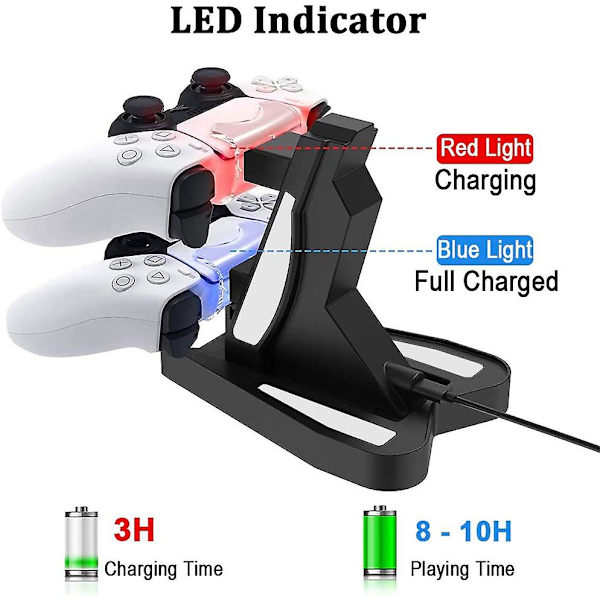 Ps5-ohjaimen laturi Type C -telakointiasema LED-merkkivalolla