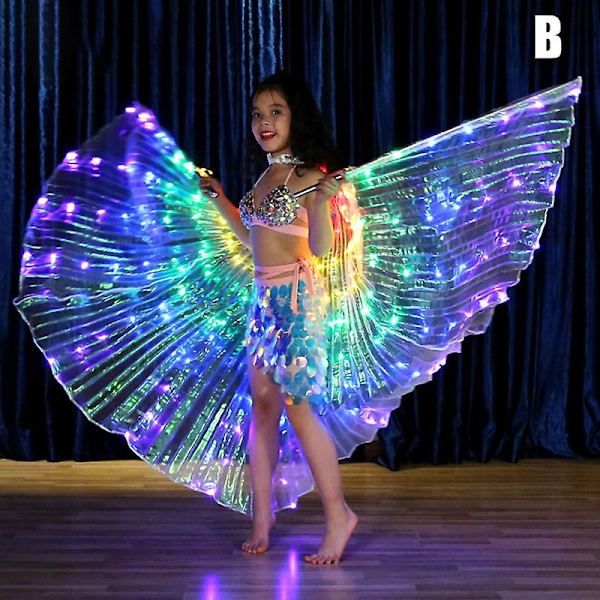 Børn Dansere Led Kappe Performance Lysende Sommerfuglevinge Mavedans Karneval Rekvisit B