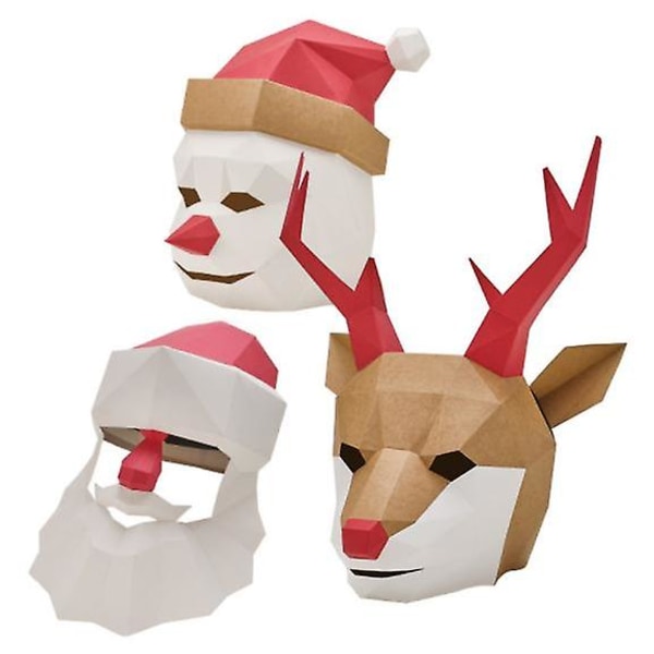 Jule Papir Model Maske, 3d Papirkunst DIY Håndlavet type1