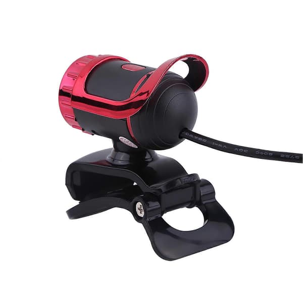 12M pixels clip-on webcam HD 360° roterende stativ indbygget mikrofon til PC rød