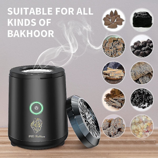 Bærbar Mini Røkelsesbrenner Bakhoor Oppladbar USB Aroma Diffuser Elektrisk Arabisk Røkelsesholder Muslimsk Hjemmeinnredning